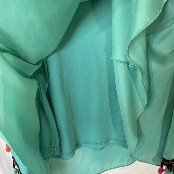 Judith March Top Womens Large Bell Sleeve Boho Pom Pom Fringe V-neck - Picture 9 of 16